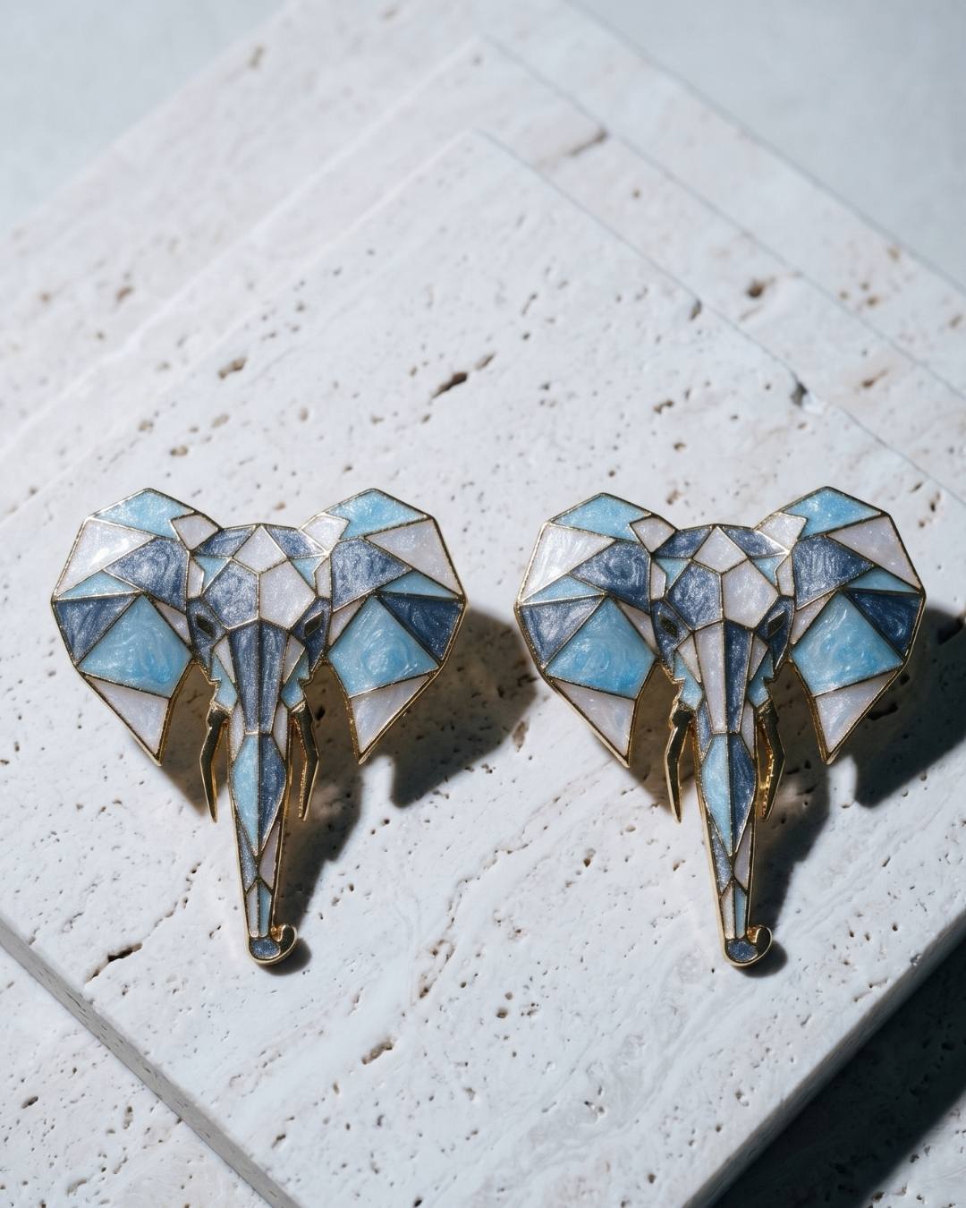 Origami Elephant Enamel Studs frontend image
