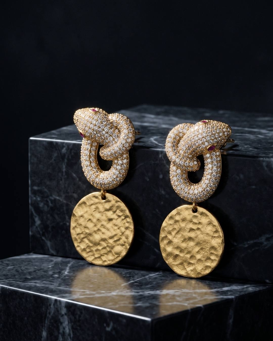 Serpentine Shield Pavé Earrings frontend image