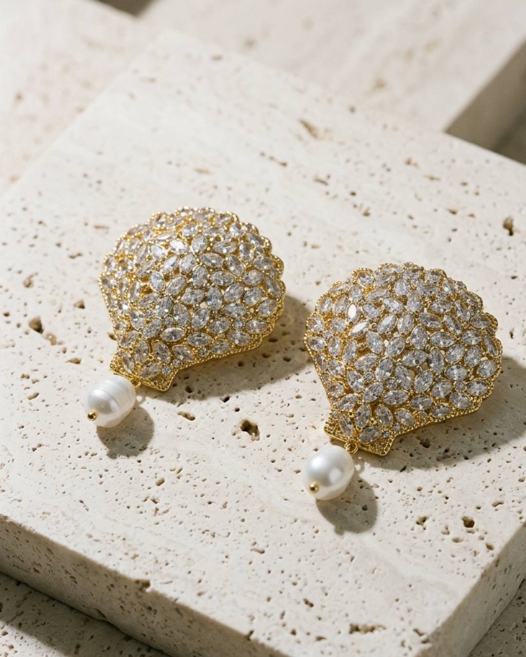 Abyssal Shell Pavé Earrings frontend image