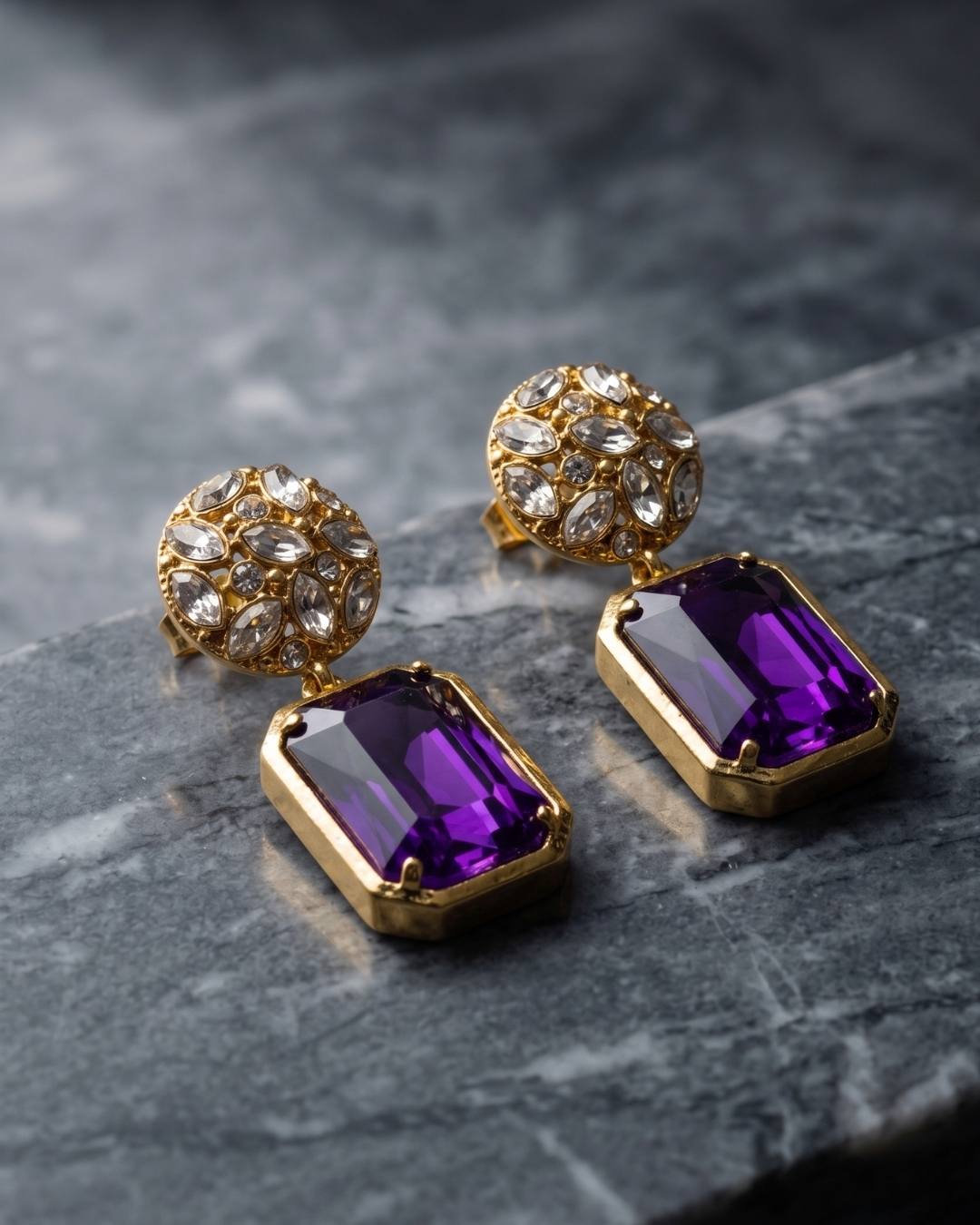 Monolith Amethyst Dome Earrings view 2